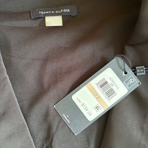 Tommy Hilfiger NWT $159 Black Shawl Collar Faux Wrap Dress, Women's SIze 12 - Picture 10 of 14